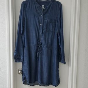 Denim cinched waist dress